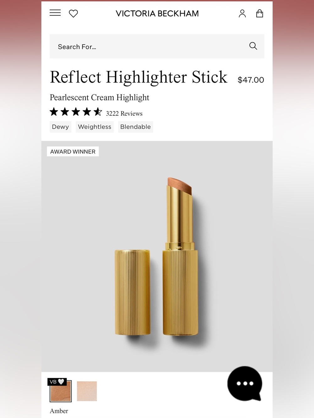 Victoria Beckham Beauty Reflect Highlighter Stick in Amber